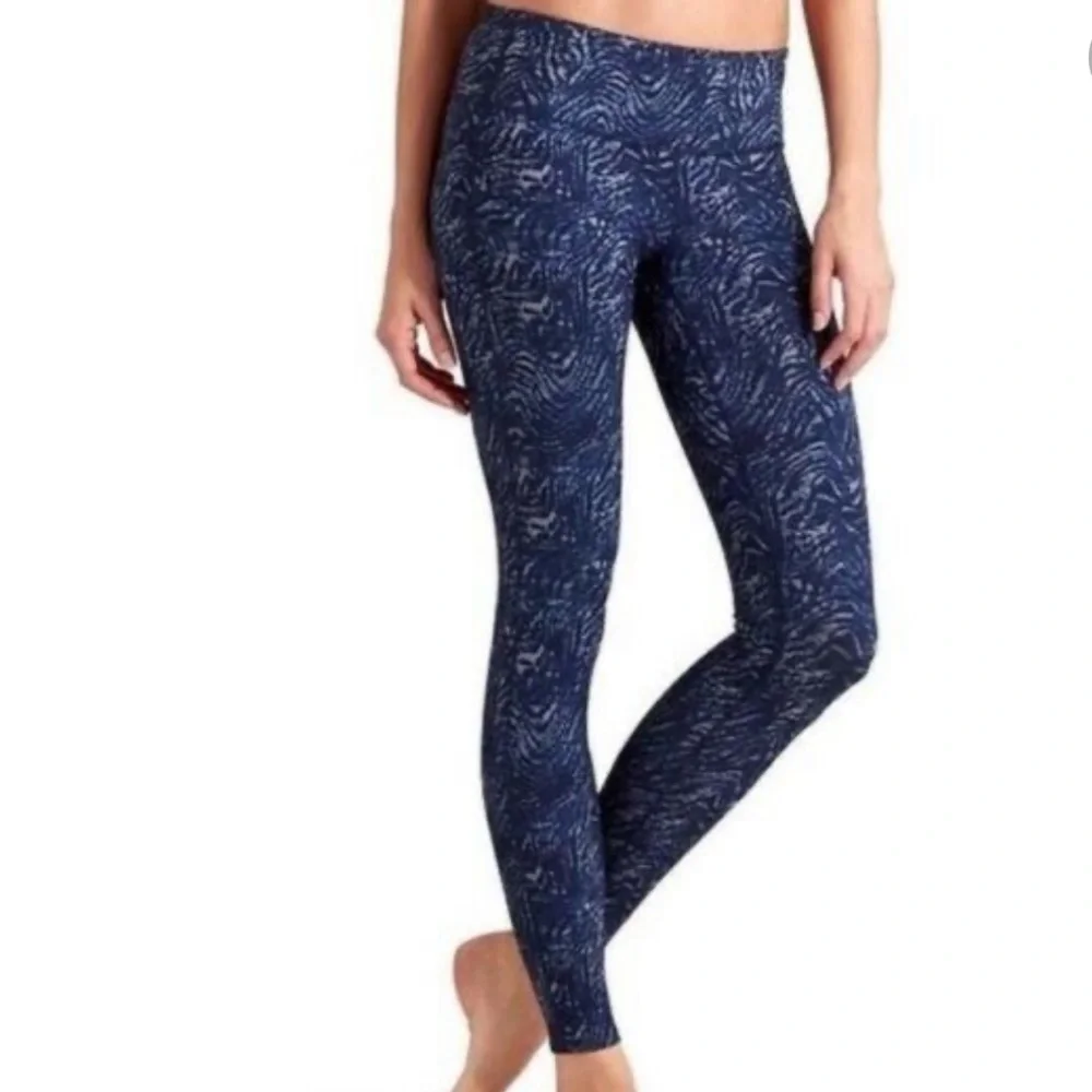 Athleta Chaturanga Zebra Print Full Length Pull On Soft Athletic Leggings Small - Picture 2 of 9